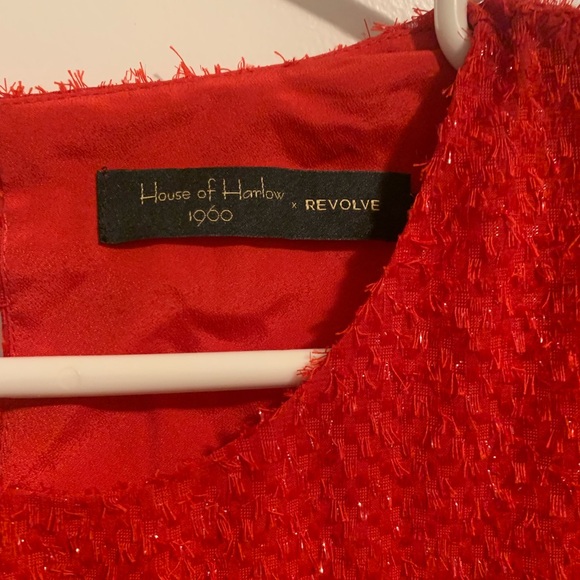 House of Harlow 1960 x Revolve Red Puff Sleeve Peplum Blouse - Picture 2 of 3